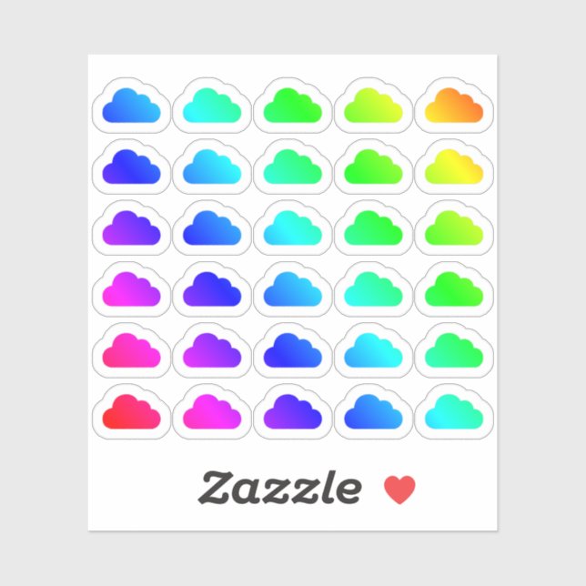 Lot Of Colourful Clouds Tiny Rainbow Cloud Shapes (Sheet)