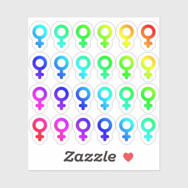 Lot Of Colourful Female Gender Symbols Tiny Rainbo (Sheet)