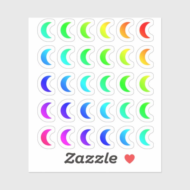 Lot Of Colourful Moon Tiny Rainbow Crescent Shapes (Sheet)
