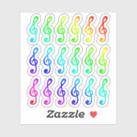 Lot Of Colourful Tiny Musical Rainbow Treble Clefs
