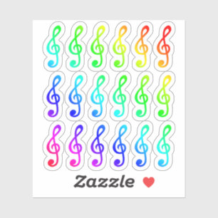 Lot Of Colourful Tiny Musical Rainbow Treble Clefs