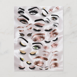 lot of eyes lashes wink eyes makeup artist postcard