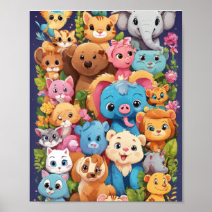 lot of many animal design  poster