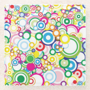 Lot of vivid circles glass coaster