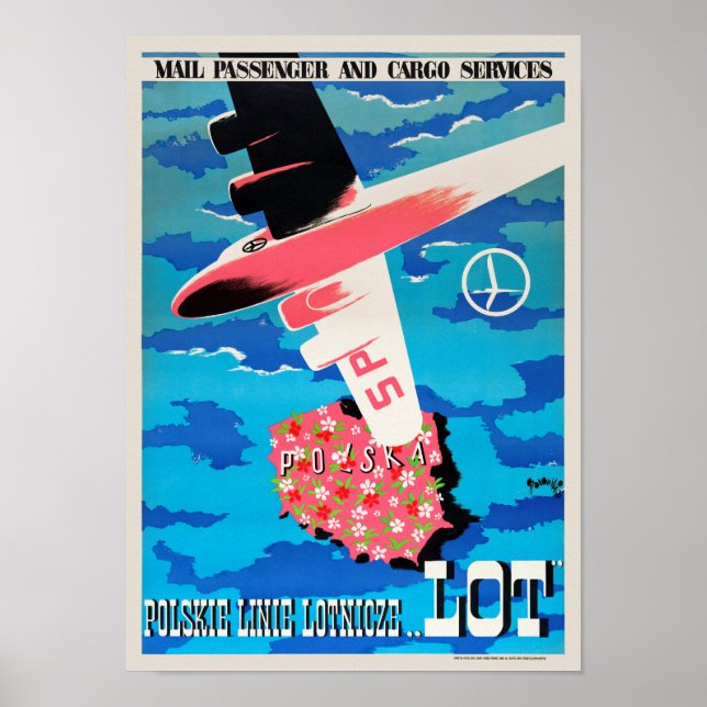 LOT Poland Vintage Travel Poster (Front)