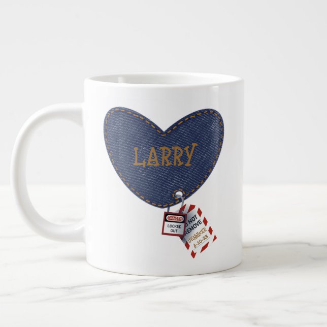 LOTO Jean Heart Patch  Large Coffee Mug (Left)