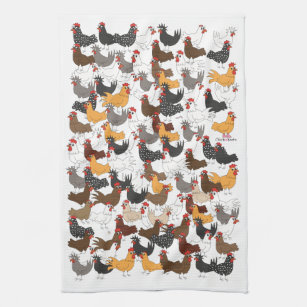 Lots and Lots of Chickens - Kitchen Towel Vertical