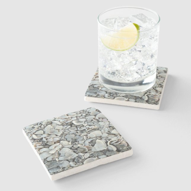 Lots And Lots Of Seashells Stone Coaster (Side)