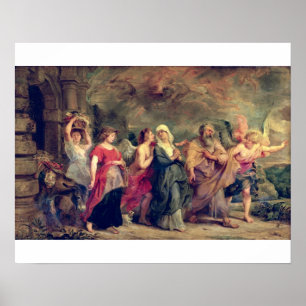 Lot's Family Leaving Sodom, 1625 (oil on panel) Poster