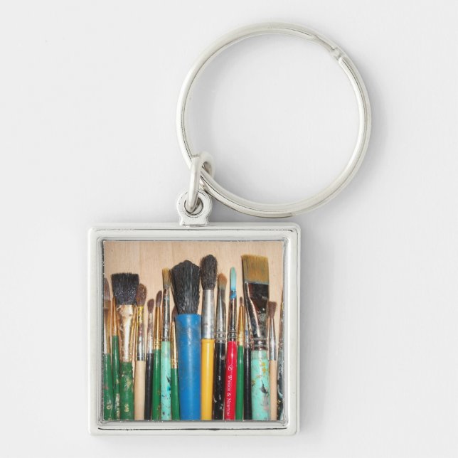 Lots of Artist Paint Brushes Key Ring (Front)