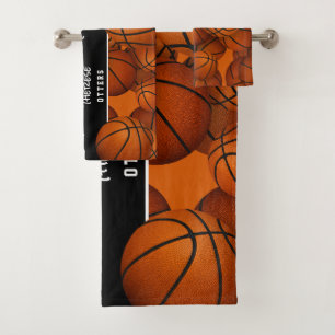 Lots of basketballs team player name bath towel set