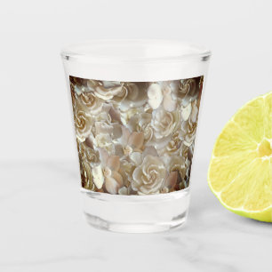 Lots of beautiful rose petals shot glass