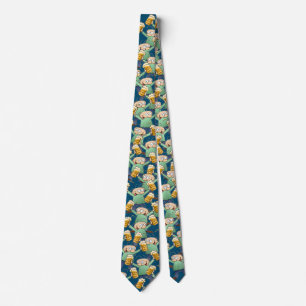 Lots Of Beer Beer Beer Cartoon On Blue Background Tie