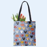Lots of Cats Tote Bag<br><div class="desc">Loads of lovely little kitty cats on a mid blue background. Great for animal and pet lovers.</div>