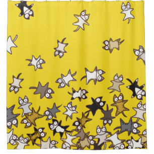 Lots of cats Yellow Shower Curtain