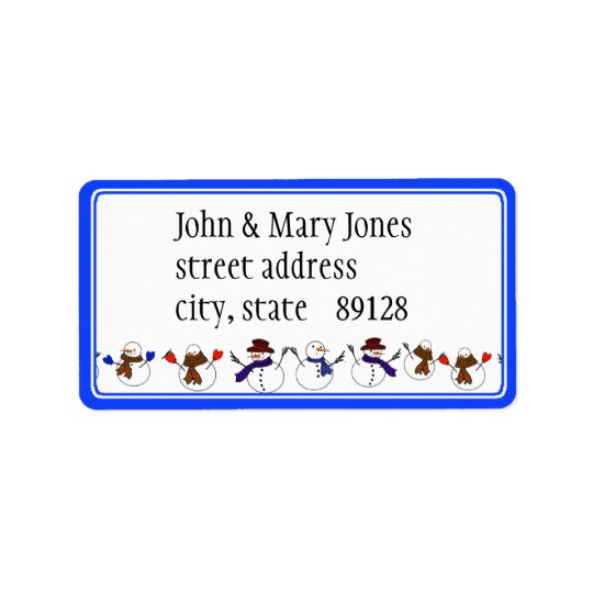 Lots of Christmas Cartoon Snowmen Address Label