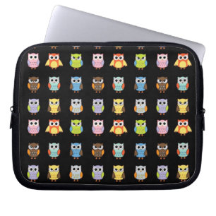 Lots of Colourful Cute Owls Pattern Laptop Sleeve