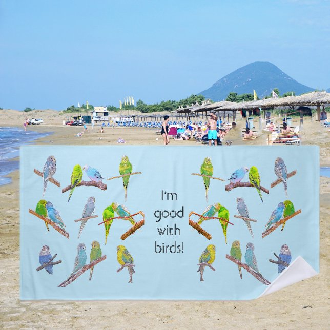 Lots of colourful parakeets - fun little birds   beach towel (Creator Uploaded)