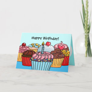 Lots of cupcakes birthday card