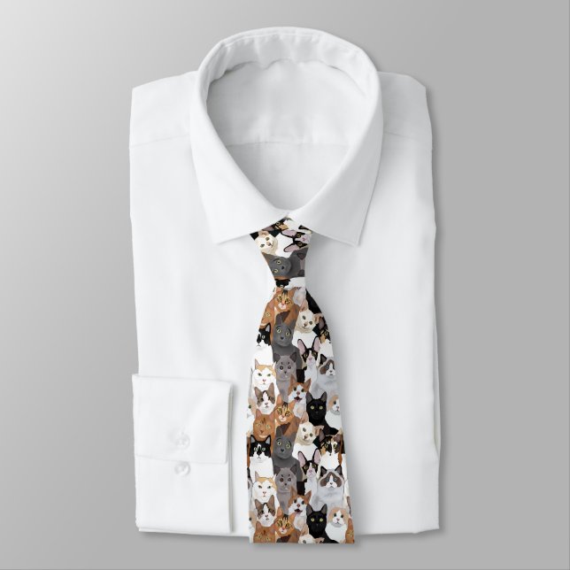 Lots of Cute Cats Pattern For Cat Lovers Tie (Tied)