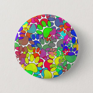 Lots Of Dog Paw Prints All Over 6 Cm Round Badge
