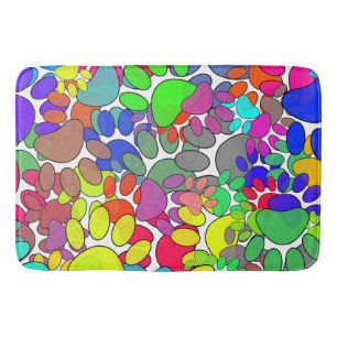 Lots Of Dog Paw Prints All Over Bath Mat