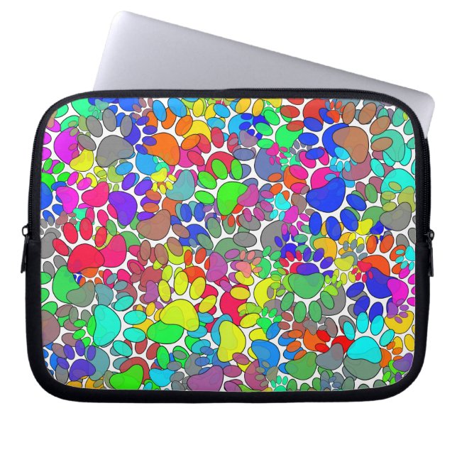 Lots Of Dog Paw Prints All Over Laptop Sleeve (Front)