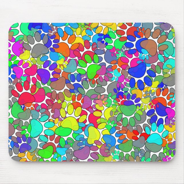 Lots Of Dog Paw Prints All Over Mouse Pad (Front)