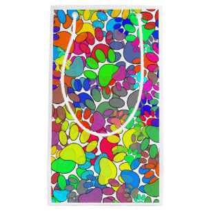 Lots Of Dog Paw Prints All Over Small Gift Bag