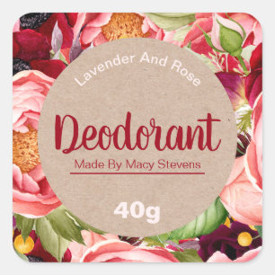 Lots Of Flowers Colourful Peony Deodorant Labels