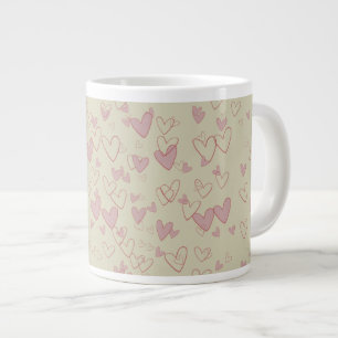 Lots of Hearts Beige Large Mug. Coffee Mug