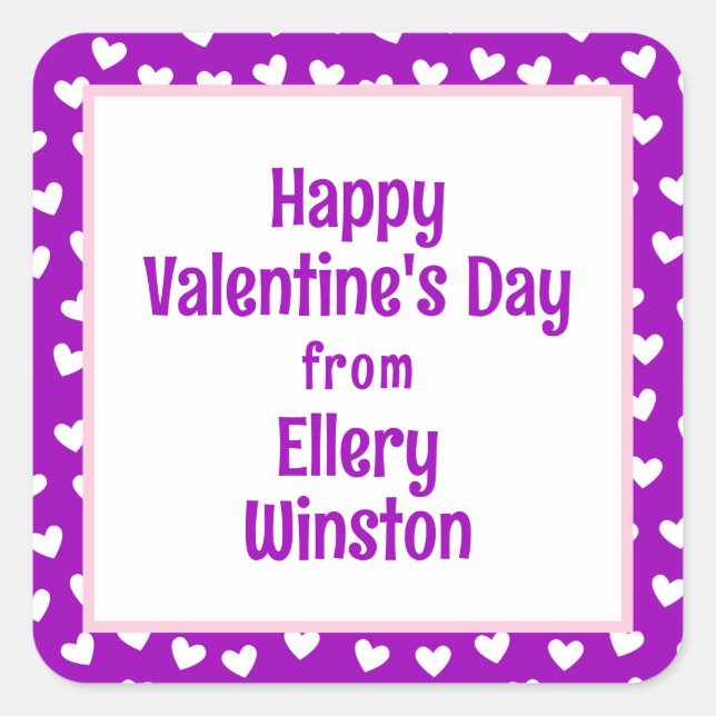 Lots of Hearts Classroom Valentine's Day Square Sticker (Front)