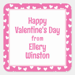 Lots of Hearts Classroom Valentine's Day Square Sticker