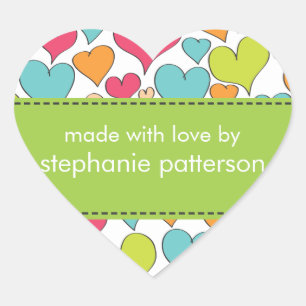 Lots of Hearts Made with Love By Sticker