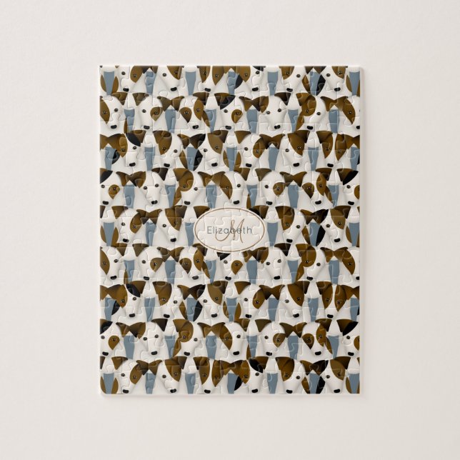 Lots of Jack Russell Terriers cute dog pattern Jigsaw Puzzle (Vertical)