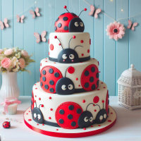 LOTS OF LADY BUGS KIDS BIRTHDAY CAKE