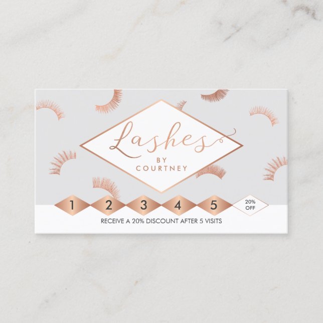 Lots of Lashes Lash Salon Grey/Rose Gold Loyalty (Front)