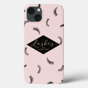 Lots of Lashes Pattern Pink/Black Personalised iPhone 13 Case