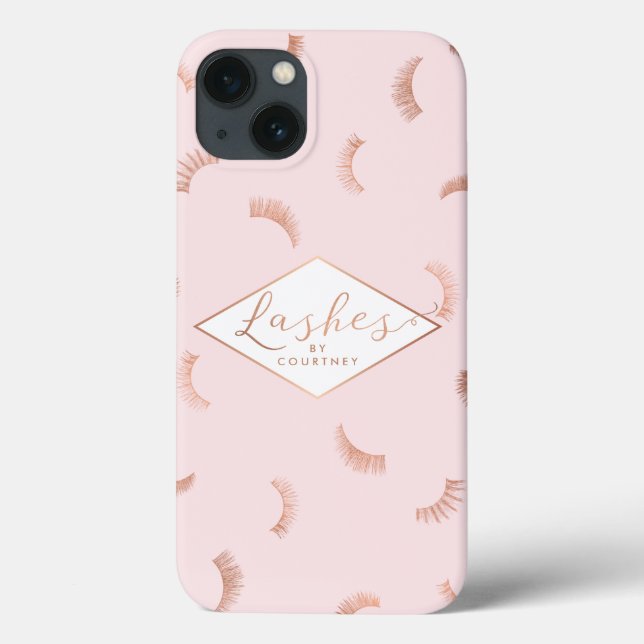 Lots of Lashes Pattern Pink/Rose Gold Personalised Case-Mate iPhone Case (Back)