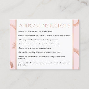 Lots of Lashes Salon Pink/Rose Gold Aftercare Card