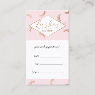 Lots of Lashes Salon Pink/Rose Gold Appointment Card