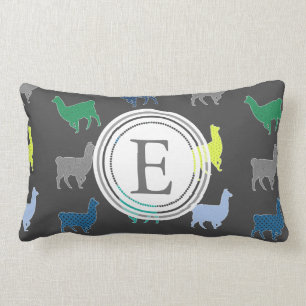Lots of Llamas Pattern Monogram Lumbar Cushion