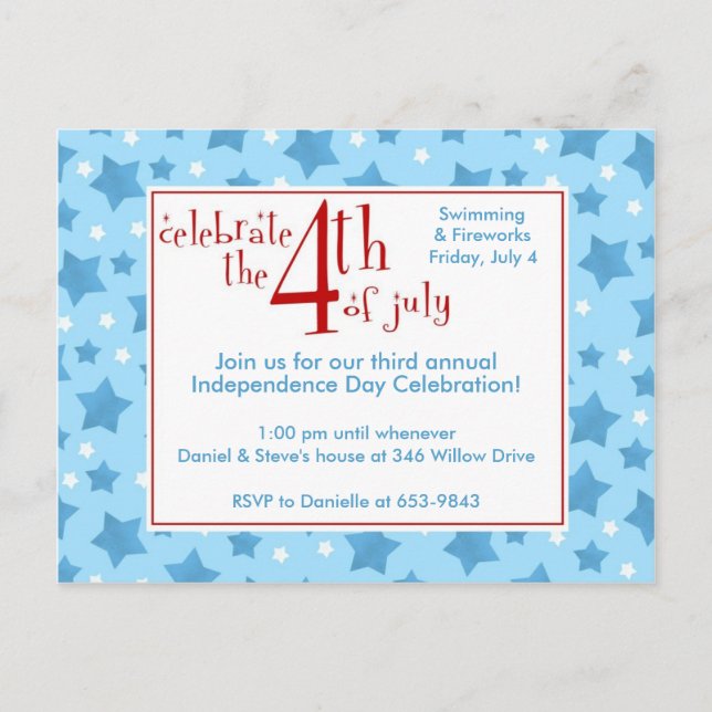 Lots of Stars Invitation Postcard (Front)