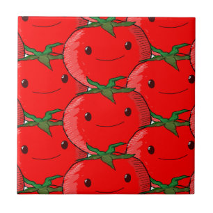 Lots of Tomato Cute Pattern Drawing Ceramic Tile