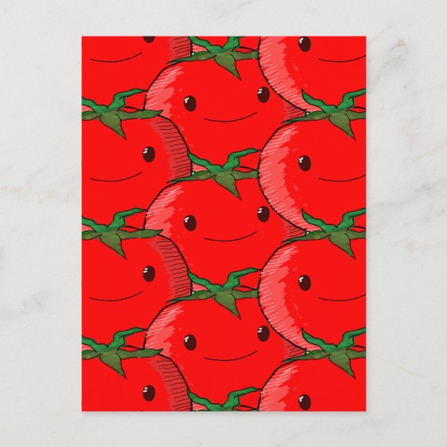 Lots of Tomato Cute Pattern Drawing Postcard (Front)