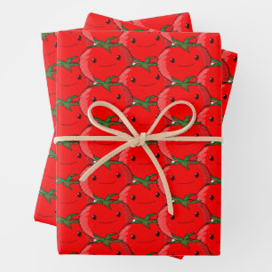 Lots of Tomato Cute Pattern Drawing Wrapping Paper Sheet