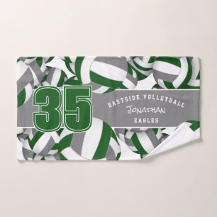 Lots of volleyballs sports club gifts green grey hand towel