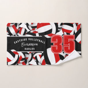 Lots of volleyballs team spirit gifts red black hand towel