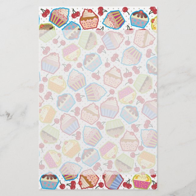 Lotsa Cupcakes n Cherries Stationery (Front)