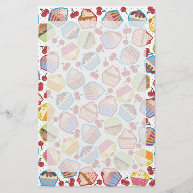 Lotsa Cupcakes n Cherries Stationery (Front)